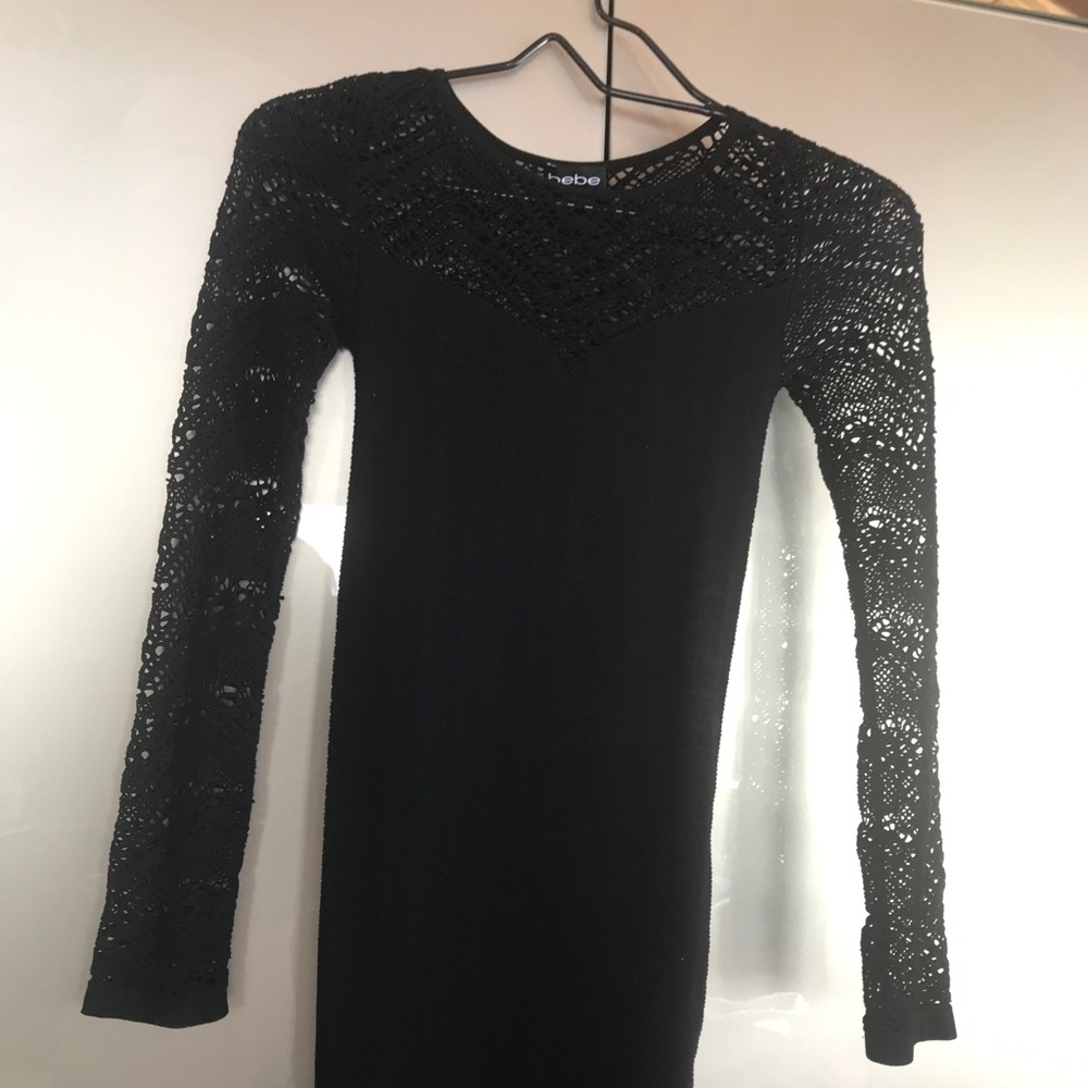 Bebe dress. Wear ones. Black Lace insert. Stretch.